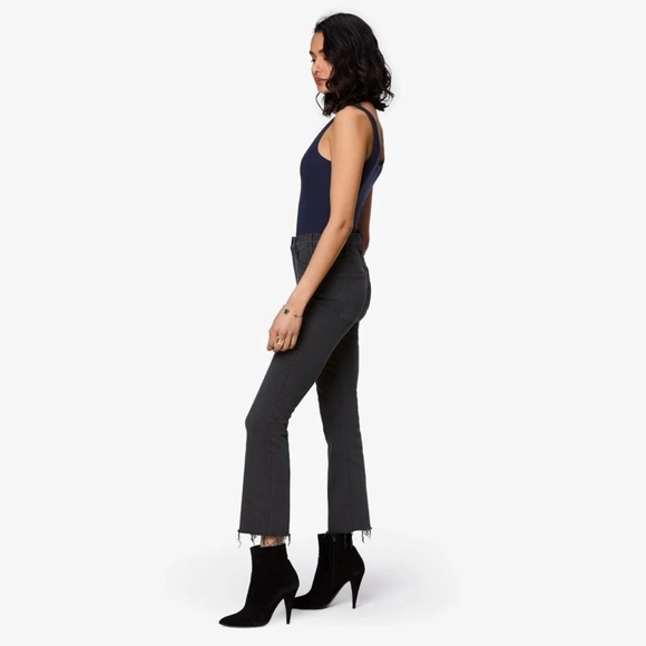 MOTHER The hustler ankle fray second chance gray black high waisted crop jeans - Picture 3 of 16
